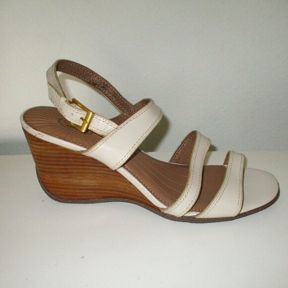 Circa Joan & David "Bethann" Womens Almond Strappy Leather 3.25" Wedge Sandal-8M - Picture 2 of 7